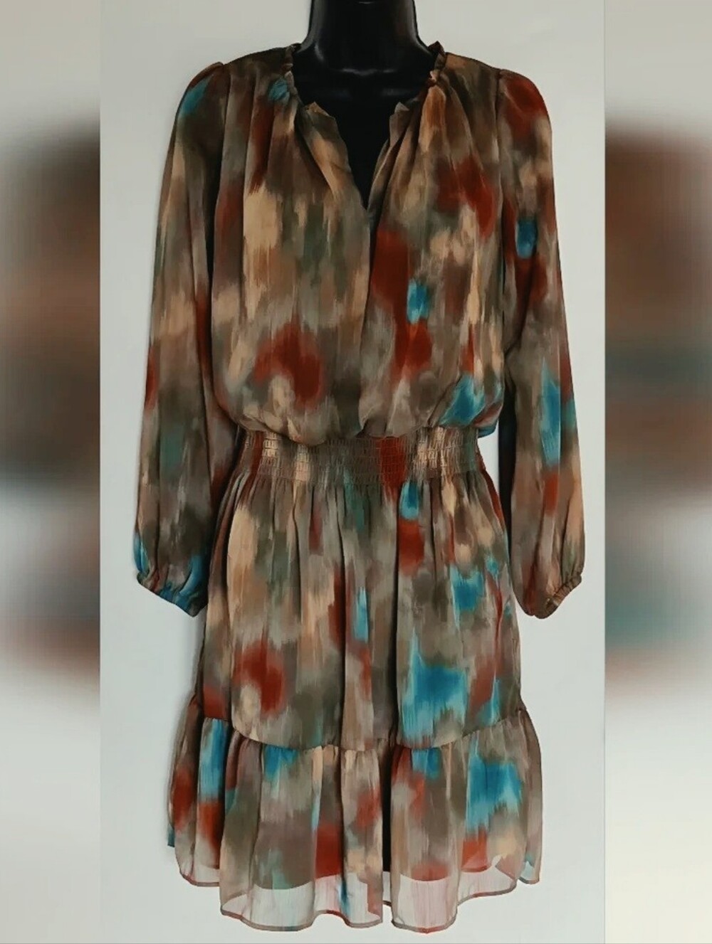 Lola Grace Long Sleeve Multicolor Ruffle Dress